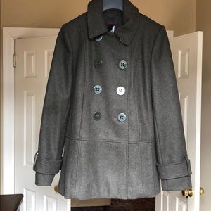 Dark green wool pea coat